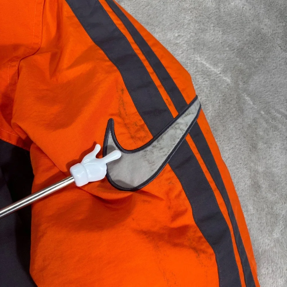 Nike Puffer Jacket Kids XL 18-20 Orange Black Good Hooded Fleece Lined Outerwear